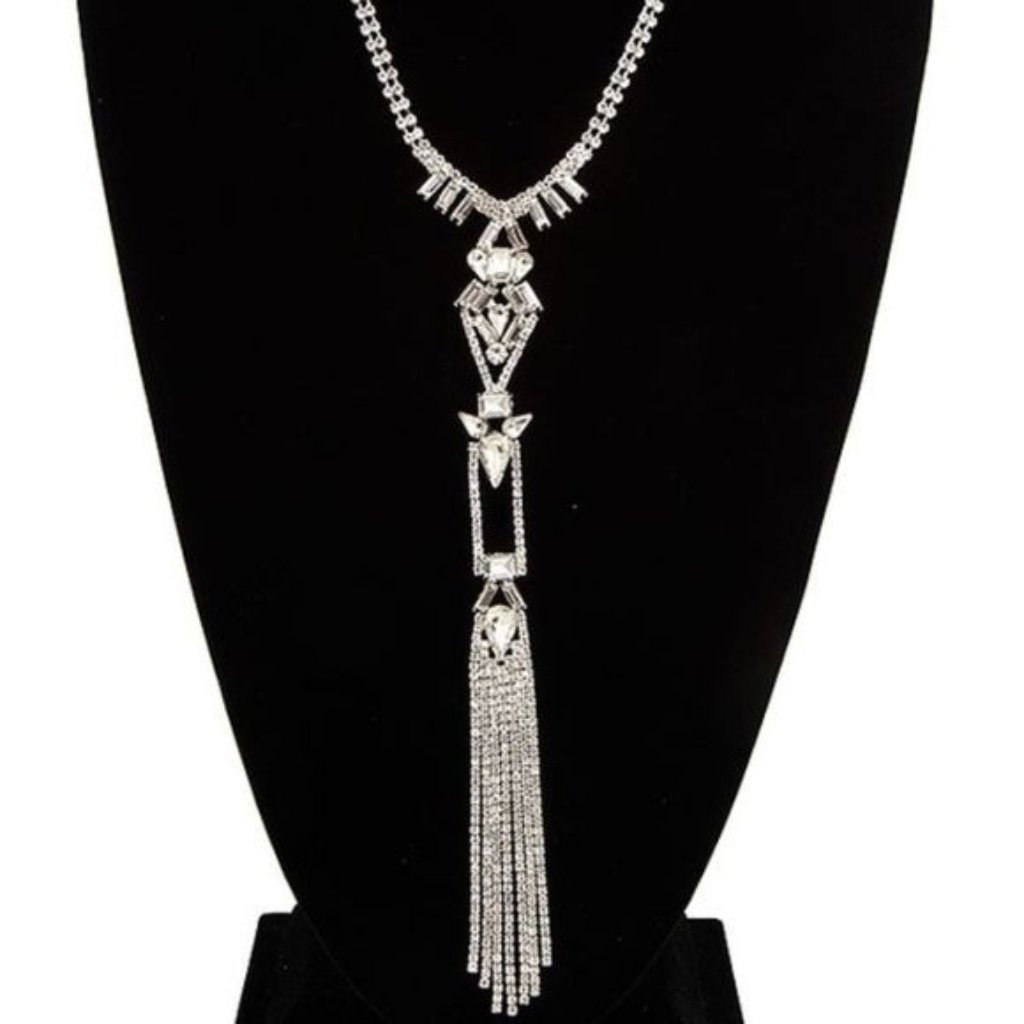 One Left Elaine Ornate: Tassel Lariat Rhinestone Y-Neck Necklace